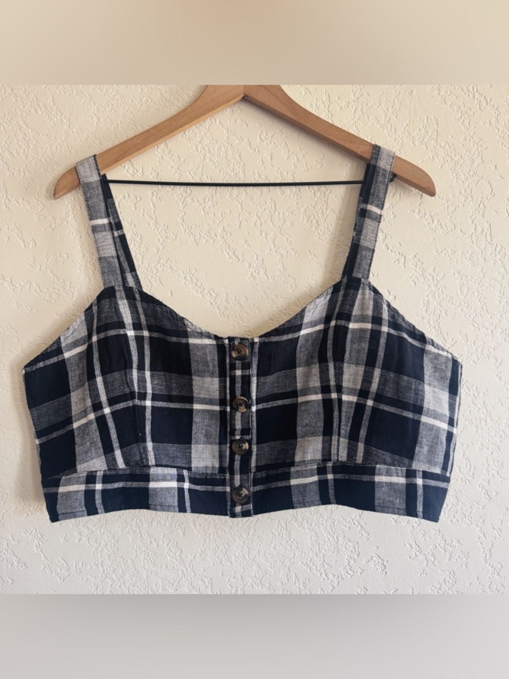 American Eagle | plaid button down cropped tank top | XXL
